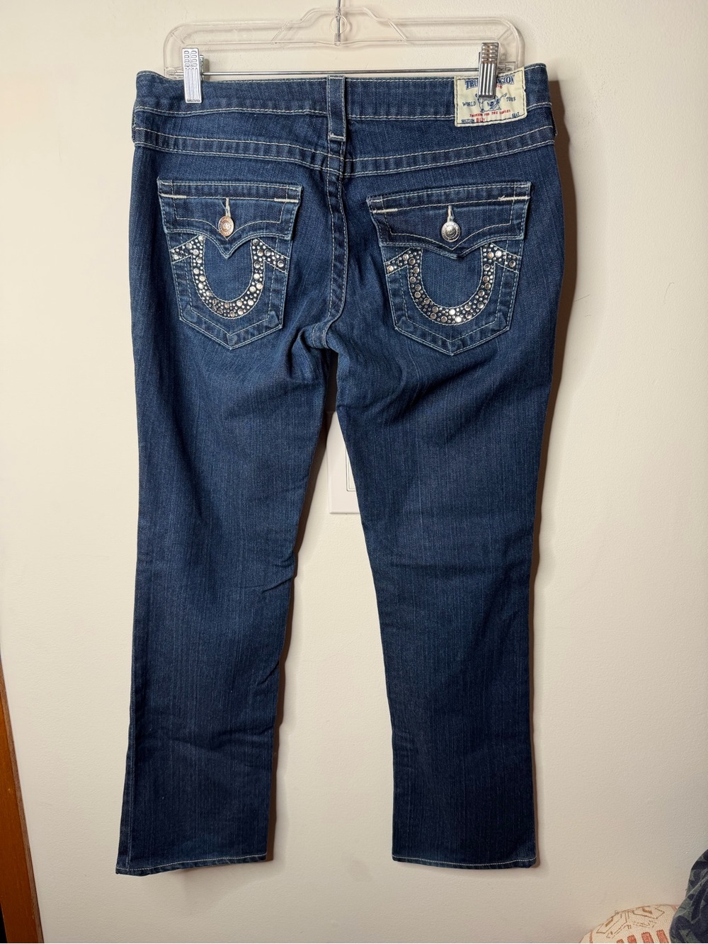 True Religion Joey Flare Jeans Dark Wash Crystal Horseshoe USA Women’s 29 - Picture 7 of 9